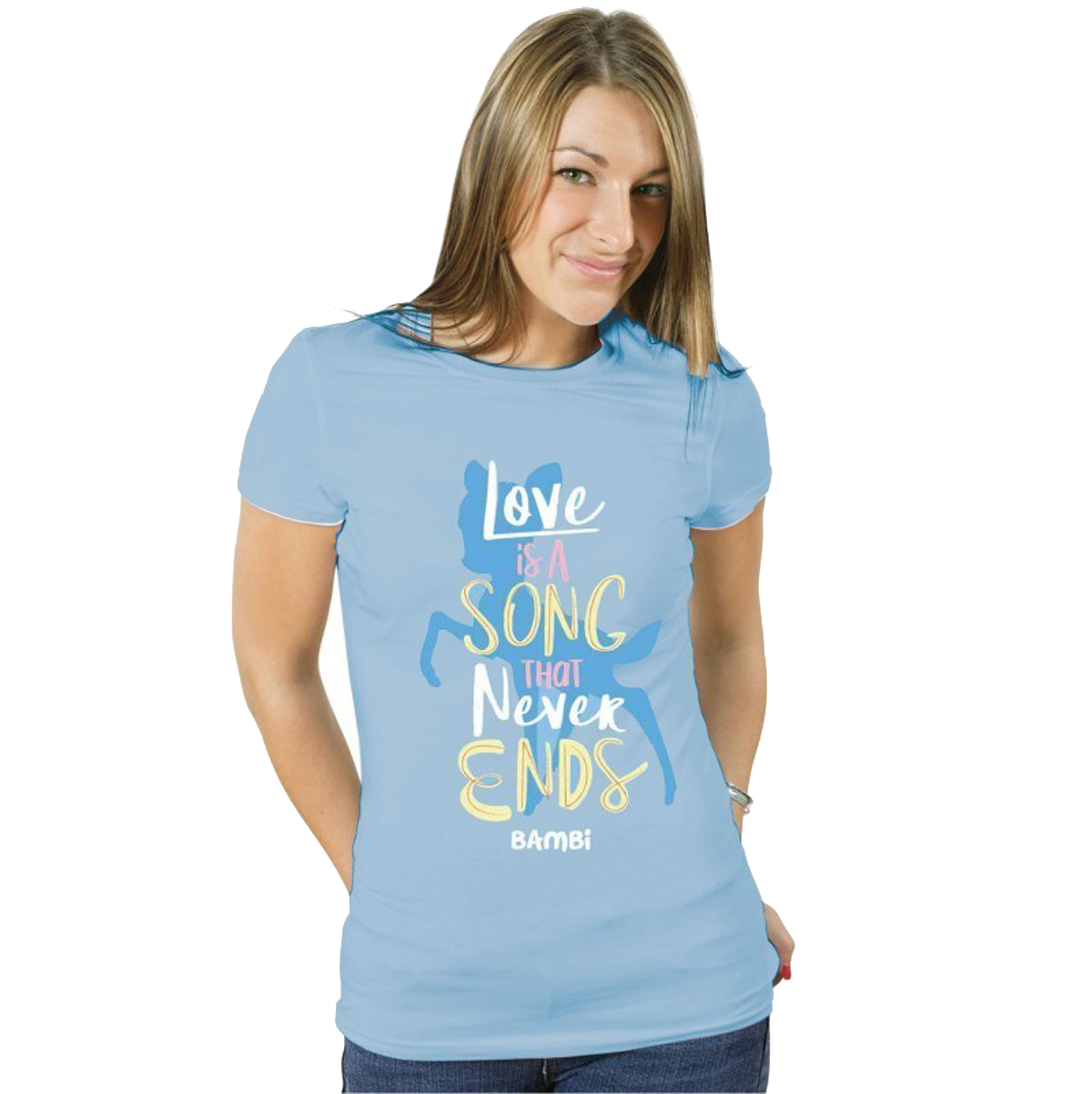 Ladies Bambi Love Is A Song That Never Ends Official Tee T-Shirt Womens Girls