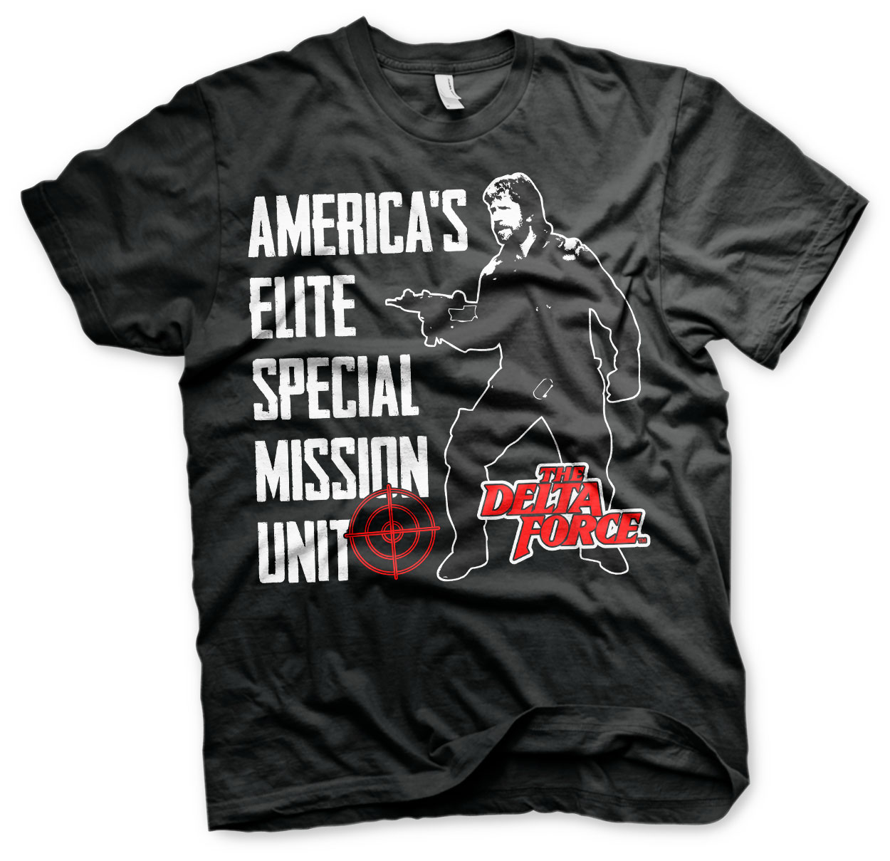 The Delta Force Chuck Norris Elite Mission Unit Official Tee T-Shirt Mens Unisex