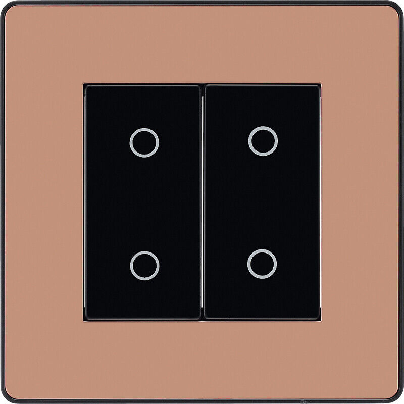 BG Evolve Polished Copper Screwless Switches & Sockets Black Inserts Full Range
