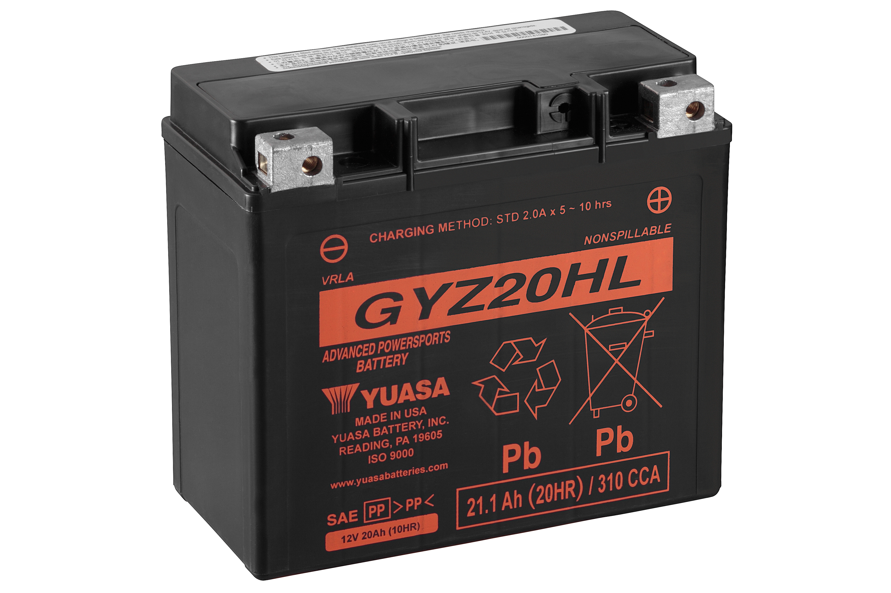 GYZ20HL (WC) 12V Yuasa High Performance MF VRLA Motorcycle Battery - Picture 1 of 7