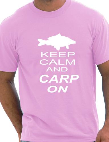 Keep Calm And Carp On Mens Funny Fishing Angling T Shirt Gift Size S-XXL