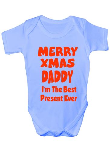 Merry Xmas Daddy I’m The Best Present Babygrow Vest Baby Clothing Funny Gift